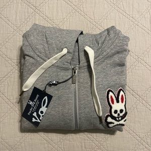 Lightweight Zip-Up Jacket. Psycho Bunny, Heather Grey, Xtra Large.